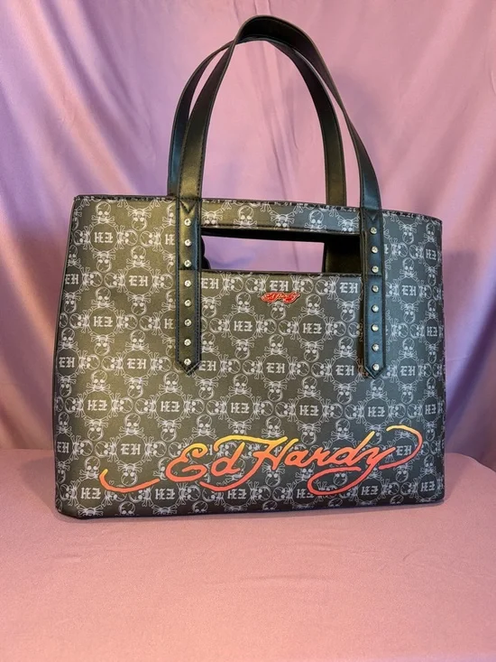 Ed Hardy Large Floral Tote Bag with Matching Wallet - Picture 13 of 14